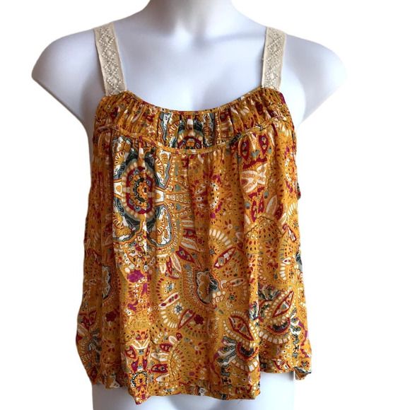 Rachel Zoe Multi-Color Floral Lacy Camisole Top Boho Flirty Bright! - Picture 1 of 8